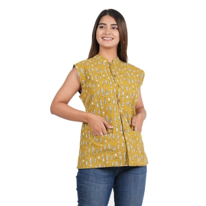 Tribes India Bagru Hand Block Printed Jacket - Yellow