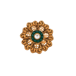 Floral Green Stone South Indian Adjustable Finger rings