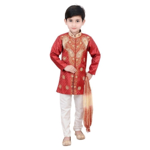 Klaud Zee Maroon Sherwani for Boys - 2-3 Years