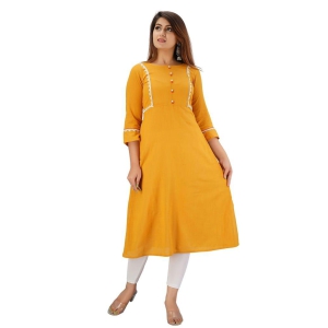 JAIPURETHNICWEAVES Women's Cotton Slub Embroidered Straight Kurta (Mustard)