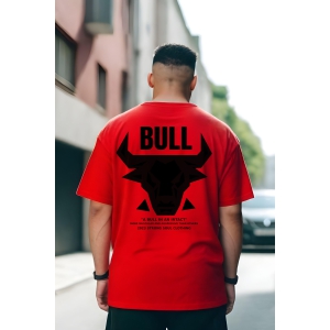 Bull - Red - Gym Oversized T Shirt-M - 42