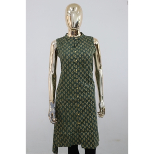 FISH CUT KURTI-XTRA XTRA LARGE [XXL] / DARK GREEN / COTTON RIYON MIX FABRIC