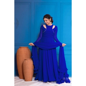 Royal Blue Overlapped Anarkali-XL