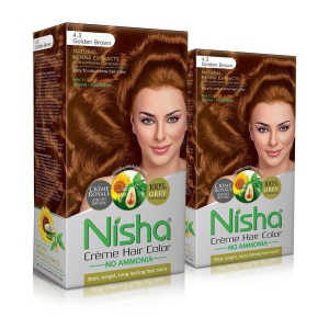 Nisha (60gm, 60ml, 12ml) Cream Permanent Hair Color Brown Golden Brown 4.3 120 mL Pack of 2