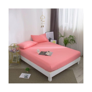 House Of Quirk Polyester Double Bedsheet with 2 Pillow Covers ( 200 cm x 150 cm ) - Pink