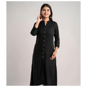 MAUKA - Black Rayon Women''s A-line Kurti ( Pack of 1 ) - None