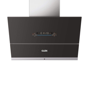 Glen 60cm 1400 m?/hr Auto Clean Vertical Glass Kitchen Chimney With 1 Year Comprehensive Warranty & 12 Year on Motor, BLDC Motor Filterless Motion Sensor Touch Controls (6074, Black)