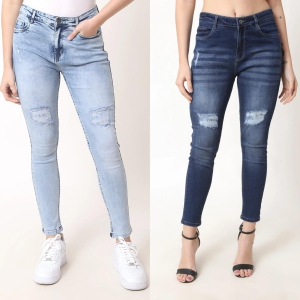 Women Combo Of Light & Dark Blue Skinny jeans-26