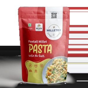 Milletry Foxtail Millet Pasta, Guilt-Free Superfood, High Protein, Fibre & Vitamins, with Foxtail Millet Flour & Atta, Healthy Pasta with Masala Blend Powder(175gm Fusilli Pasta in Fresh)