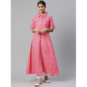 SVARCHI - Pink Cotton Womens Flared Kurti ( Pack of 1 ) - None