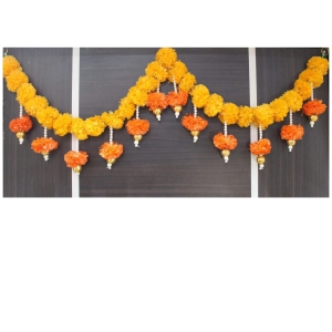 Smizzy Fluffy Flowers Marigold torans for entrance door Toran bandarwal for home door main door home decoration items, 1pc, Yellow