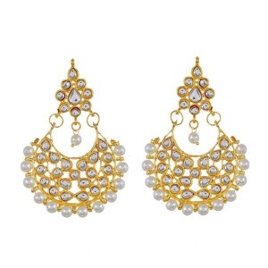 Abhaah bollywood inspired kundan meenakari traditional look bridal chandbali earrings with pearls for women and girls