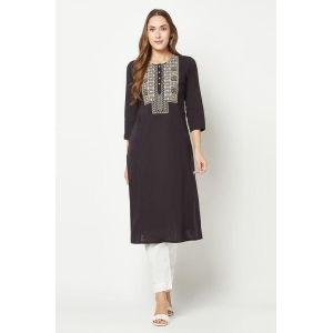 Black Embroidered Straight Kurta