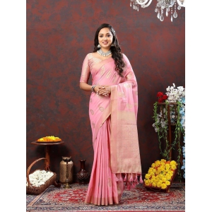 Pink Cotton Woven Design with Zari Weaving Design Saree