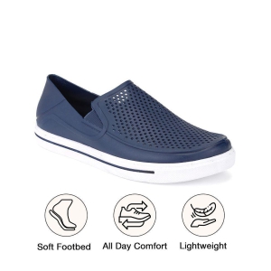 UrbanMark Men Comfortable Perforated Casual Slip-On Shoes - Navy - None