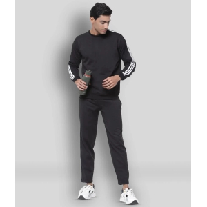 KZALCON - Black Cotton Blend Regular Fit Striped Mens Sports Tracksuit ( Pack of 1 ) - None