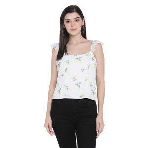 Porsorte Womens Poly Georgette Lemon Print Strappy flared Top-M