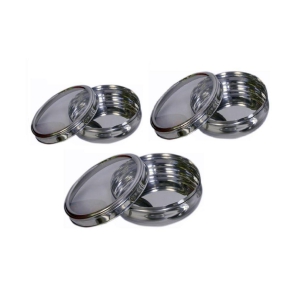 Dynore - Steel Silver Food Container ( Set of 3 - 1000 ) - Silver