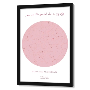 Customized Star Map In White & Pink-Essential (13.5x19.5 Inch) / Black