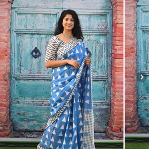 Printed Cotton Mulmul Brasso Saree-5.5 Meter / 0.80 Meter / Cotton Mulmul Brasso