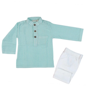 Green Stripes Kurta Pyjama-8-10 years