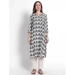 White Ikat Printed Kurta-Large