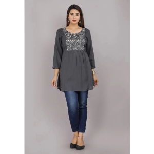 HIGHLIGHT FASHION EXPORT - Grey Rayon Womens Flared Kurti ( Pack of 1 ) - None