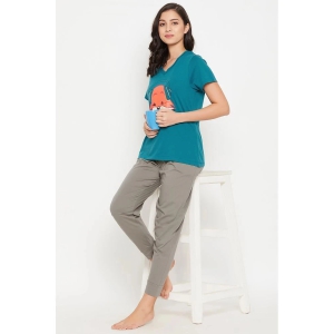 Clovia Blue Cotton Womens Nightwear Nightsuit Sets ( Pack of 2 ) - None