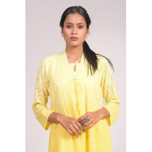 Ladies New Fashion Georgette Hand Chikankari Kurti Yellow