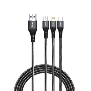 Foxin MAC08 Metal & Nylon Braided 3 In 1 Parallel 4.0A Fast Charging Cable