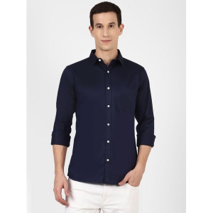 UrbanMark Mens 100% Cotton Full Sleeves Slim Fit All Over Solid Casual Shirt-Navy - None