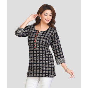 Meher Impex Cotton Printed Straight Womens Kurti - Black ( Pack of 1 ) - None