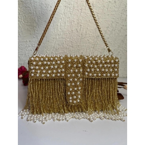 Gold and pearl box clutch