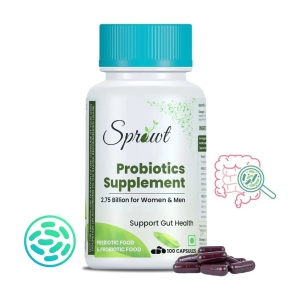 Sprowt Probiotics Supplement 2.75 Billion for Women & Men Veg Capsules - 100 Capsules