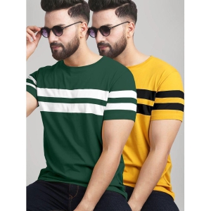 AUSK - Mustard Cotton Blend Regular Fit Men's T-Shirt ( Pack of 2 ) - None