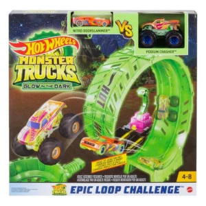 Hot Wheels Monster Trucks Glow-In-the Dark Epic Loop Challenge Playset- Track Set