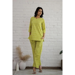 plus size Green Cotton Chevron Print Loungewear set-6xl