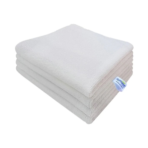 SOFTSPUN Microfiber Cloth - 4 pcs - 40x40 cms - 340 GSM White - Thick Lint & Streak-Free Multipurpose Cloths - Automotive Microfibre Towels for Car Bike Cleaning Polishing Washing & Detailin