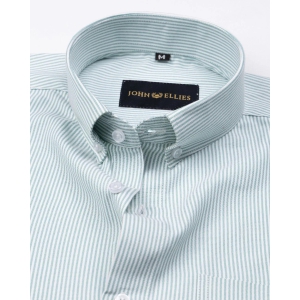 Siento Felix Greenish Stripe Oxford Cotton Shirt-42 / L