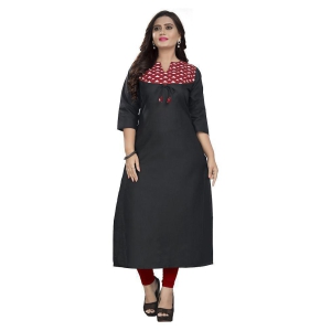 Rangrasiya - Black Cotton Women's Straight Kurti ( Pack of 1 ) - M