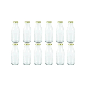 Somil Glass Bottle Glass Nude Milk Container ( Set of 12 ) - Nude