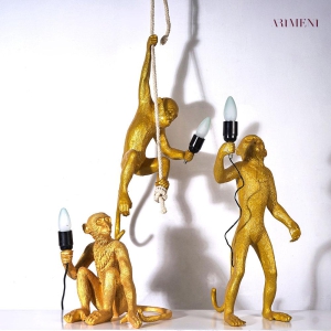 Modern Art Monkey Decorative Lamp Golden