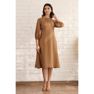 Brown A line midi dress-XL