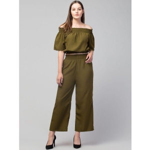 Glito - Olive Crepe Regular Fit Womens Jumpsuit ( Pack of 1 ) - None