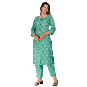 Solace Fab Pure Cotton Kurta Pant Set (Green)