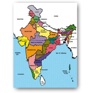 Photojaanic India Map Poster Paper Wall Poster Without Frame