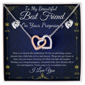 Best Friend Pregnancy Gift For Best Friend Baby Shower Gift For Mom To Be Gift For Expecting Mom Gift Pregnant Friend, Link Hearts #0219 loren-Two Toned Box