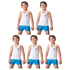 Dixcy Josh Fine Cotton White Sleeveless Vests for Kids/Boys - Pack of 5 - None