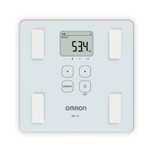 Omron HBF 214 Digital Full Body Composition Monitor with 4 User & Guest Mode Feature to Monitor BMI, Body Age, Vesceral Fat Level, Body Fat & Skeletal Muscle Percentage (White)