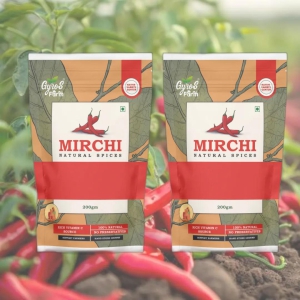 Mirchi Powder (Lal Mirch)  | Naturally Processed | 100% Natural | Sourced From Guntur | Made with Sun-Dried Chillies - 200gm-400gm ( Pack of 2 )